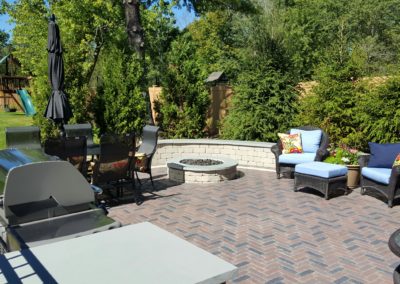 Stone Patio with Fire Pit & Grill Space